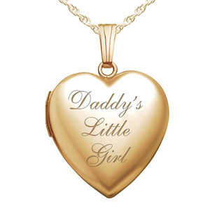 Yellow Gold Daddy s Little Girl Heart Photo Locket