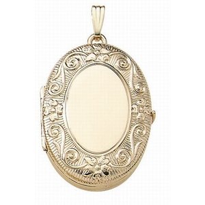 Solid 14K Yellow Gold Oval Four Photo Locket