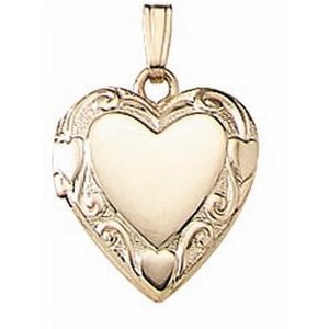 Solid 14K Yellow Gold Small Heart Photo Locket