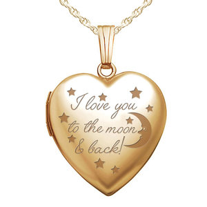 Yellow Gold To The Moon   Back Heart Photo Locket