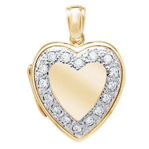 Solid 14K Yellow Gold Premium Weight Diamond Photo Locket