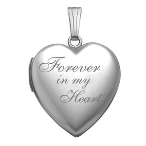 14K White Gold Forever In My Heart Photo Locket