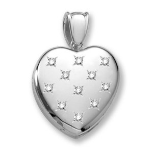 14k White Gold Premium Heart Photo Locket