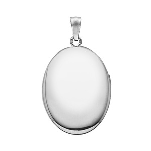 14k White Gold Large Oval Photo Locket