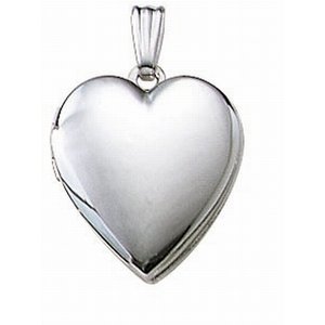 14k White Gold Small Heart Photo Locket