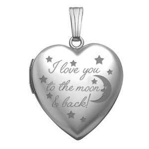 14K White Gold   To The Moon   Back   Photo Locket