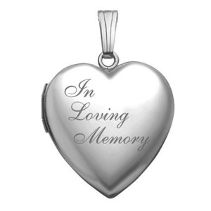 14k White Gold In Loving Memory Heart Photo Locket