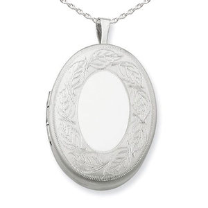 Sterling Silver Floral Oval Photo Locket