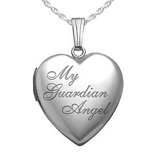 Sterling Silver   My Guardian Angel   Heart Photo Locket