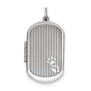 Sterling Silver Dog Paw Print Dogtag Locket