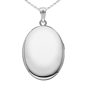 Sterling Silver Plain Oval Photo Locket