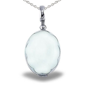 Sterling Silver Glass Oval Photo Locket