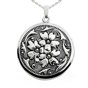 Sterling Silver Antique Round Photo Locket