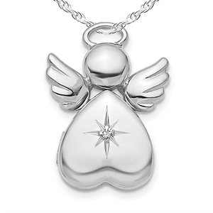 Angel With Diamond Photo Locket