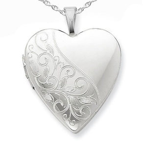 Sterling Silver Floral Heart Photo Locket