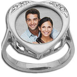 Heart Photo Ring With Diamonds