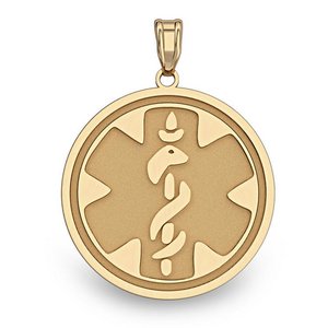 14k Yellow Gold Medical ID Round Charm or Pendant