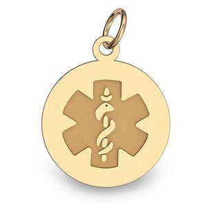 14k Gold Filled Medical ID Round Charm or Pendant