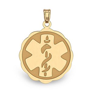 14K Yellow Gold Medical ID Round Charm or Pendant