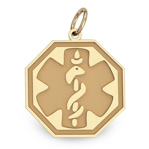 14k Yellow Gold Medical ID Octagon Charm or Pendant