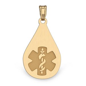 14k Gold Filled Medical ID Teardrop Charm or Pendant