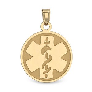 14k Gold Filled Medical ID Round Charm or Pendant