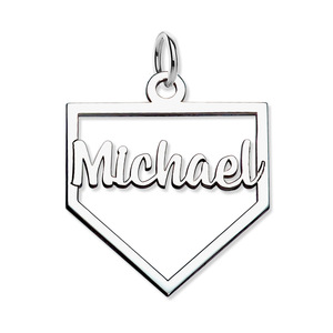 Personalized Cut out Baseball Homeplate Pendant w  Name