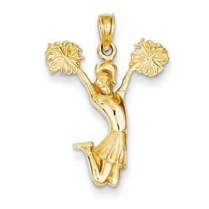 14K Yellow Gold Cheerleader Charm or  Pendant