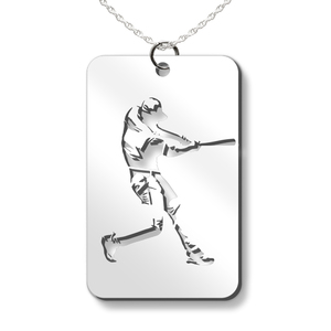 Baseball Swing Cut out Rectangle Pendant