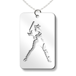 Baseball Slugger Cut out Rectangle Pendant