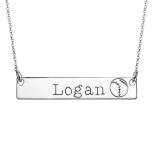 Personalized Horizontal Baseball Name Bar w  Adjustable Chain