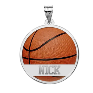 Color Enameled  Basketball Pendant with Name