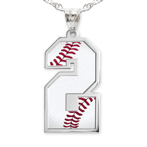 Baseball Color Enameled Single Number Pendant or Charm