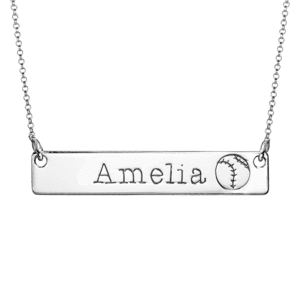 Personalized Horizontal Softball Name Bar w  Adjustable Chain