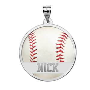 Color Enameled Baseball Pendant with Name