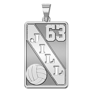 Personalized Volleyball Pendant w  Cut out Name   Number