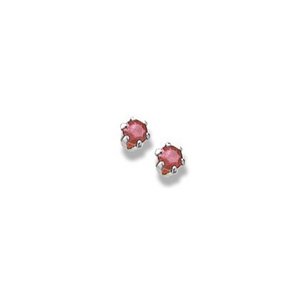 14K  White Gold Child s Genuine Ruby Birthstone Stud Earrings