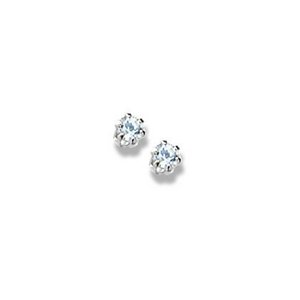 14K  White Gold Child s Genuine Aquamarine Birthstone Stud Earrings