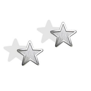 14K  White Gold Children s  Star  Safety Back Earrings