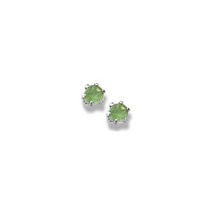 14K  White Gold Child s Genuine Emerald Birthstone Stud Earrings