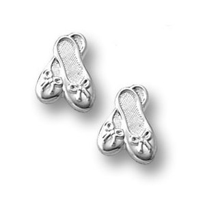 Sterling Silver Children s  Ballet Slippers  Post Earrings