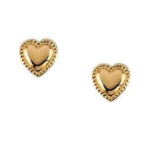 14K Yellow Gold Children s Heart Earring