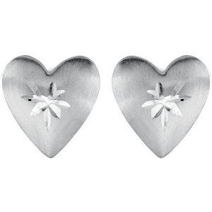 14K Yellow or White Gold Children s Puffed Diamond Cut Heart Earring