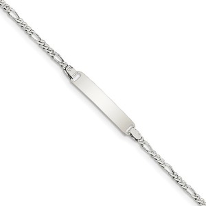 Sterling Silver Figaro Chain Children s ID Bracelet