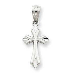 14k White Gold Hand Engraved Children s Cross Pendant