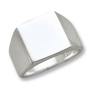 Sterling Silver Men s Square Solid Back Signet Ring