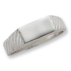 Sterling Silver Men s Rectangle Solid Back Signet Ring