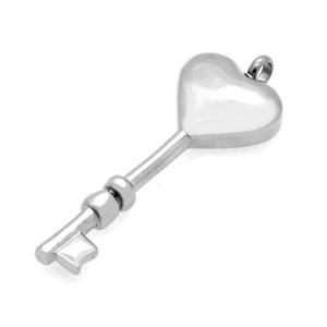 Stainless Steel High Polished Key Heart Cremation   Ash Holder