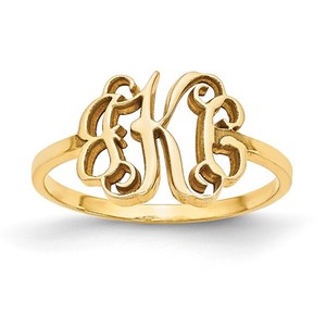 Personalized Vine Script Cut Out Monogram Thin Band Signet Ring