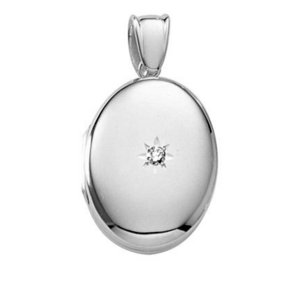 Platinum Oval Premium Weight   Genuine Diamond Locket